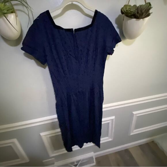JACK SQUIRE Blue Cotton & Lace Rockabilly wiggle Dress Size wiggle 6 - Picture 9 of 10